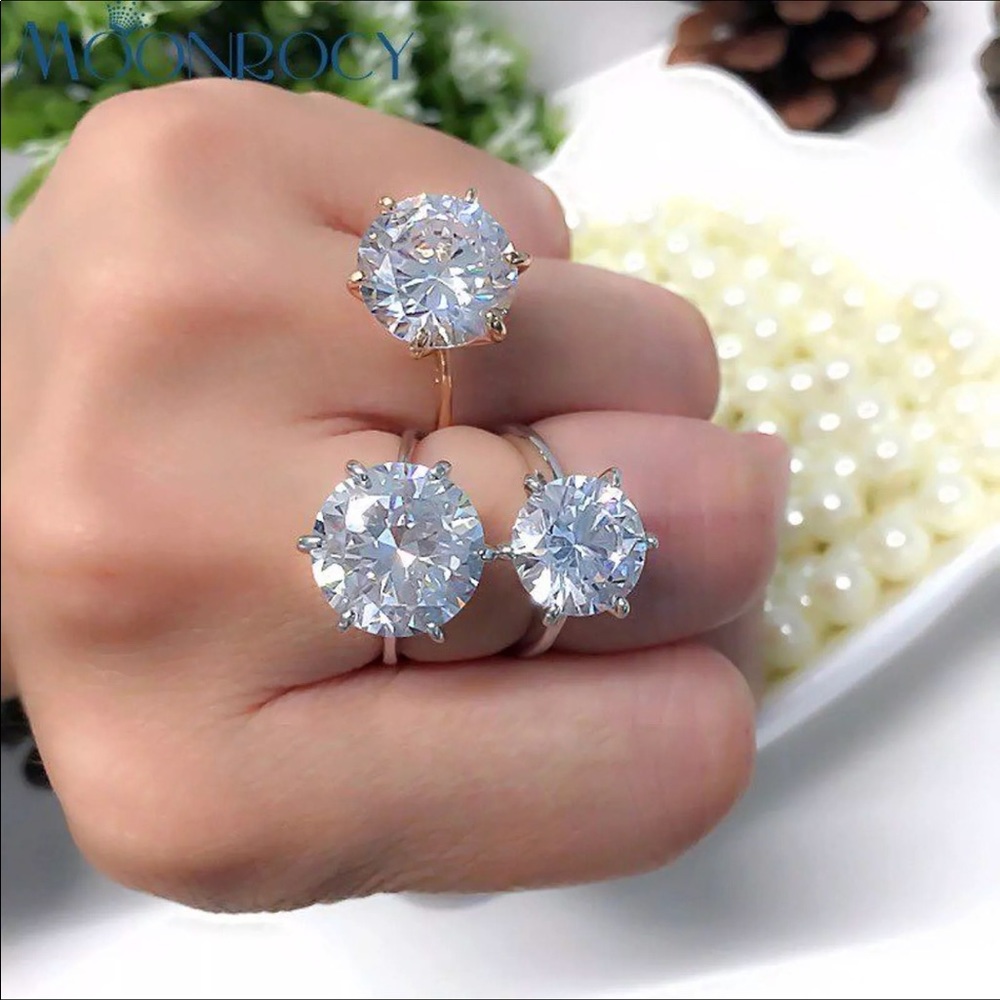 - 5ct diamond halo single solitaire silver 925 log